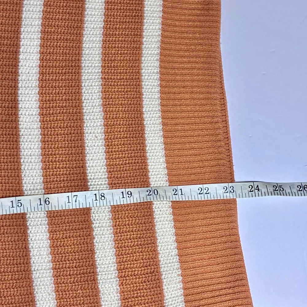 Marled Striped V-Neck Sweater Vest Orange Brown White Large - Picture 6 of 6